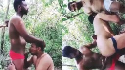 Three banging boys enjoy a super horny outdoor sex session